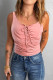 Pink Lace up Ruched Tank