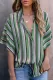 Green Multi-color Striped Short Sleeve Blouse