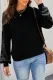 Black Bubble Sleeve Cropped Knit Sweater