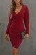 Fiery Red Surpliced V Neck Bodycon Ruched Mini Dress