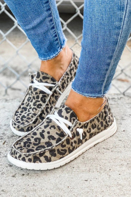 Leopard Slip On Flat Canvas Shoes
