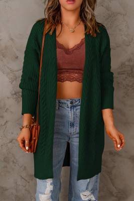 Green Chunky Knit Open Front Cardigan
