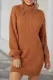 Brown Turtleneck Balloon Sleeve Sweater Dress