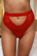 Red Crochet Lace Mesh Contrast Cut-out High Waist Panty