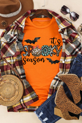 Pomarańczowa koszulka z krótkim rękawem It's Spooky Season
