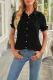 Black Buttoned Short Sleeves Shirt with Ruffles