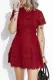 Fiery Red Lace Crochet Short Sleeve High Waist Mini Dress