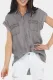 Gray Short Sleeve Buttoned Denim Shirt with Pocket