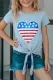 Mommy and Me Patriotic Flag Sequin Heart Applique Knot Top