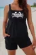Black Black Black Crab Floral Print Square Neck Plus Size Tankini Swimsuit