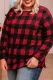 Red Red Christmas Plaid Print Long Sleeve Plus Size Top