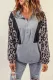Gray Pocketed Half Zip Leopard Pullover Sweatshirt