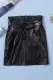 Black Faux Leather Wrap Skirt