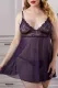 Purple Wine Lace Mesh Plus Size Babydoll with Thong