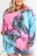 Multicolor Multicolor Multicolor Tie-dyed Long Sleeve Top and Shorts Plus Size Lounge Wear
