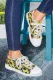 Yellow Sunflower Leopard Print Frayed Canvas Shoes