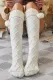 White Pom Knitted Knee High Stockings