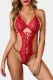 Fiery Red Halter Neck Lace Teddy Lingerie