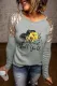 Gray Almost Fall Graphic Sequin Shoulder Long Sleeve Top