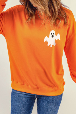 سویشرت پیراهن آستین بلند با چاپ ارواح هالووین نارنجی