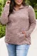 Pink Gray Gray Heathered Turn-down Zip Collar Plus Size Sweatshirt