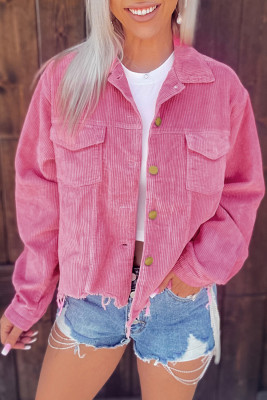 Pink Vintage Raw Hem Corduroy Jacket