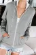 Gray Long Sleeve Zipped Front Pocketed Hoodie with Fleece