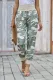 Light Green Camouflage Pocket Casual Pants With Slit