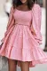 Pink Foil Print Smocked Bodice Layered Mini Dress