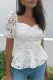 White Lace Hollow out Puff Sleeve Blouse
