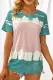 Green Sky Blue/Rose/Purple/Green Tie-dyed Color Block Print T-shirt