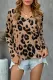 Brown Casual Leopard Print Long Sleeves T-shirt