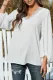 White Lace V Neck Balloon Sleeves Top