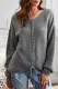 Gray V-neck Lace Up Knitted Sweater