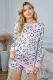 Pink Leopard Print Long Sleeve Top & Shorts Loungewear Set