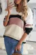 Brown Colorblock V Neck Ribbed Knitted Sweater