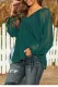 Green Swiss Dot Lace-up V Neck Long Sleeve Top