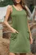 Green Sleeveless Pocketed Casual Swing Mini Dress