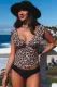 Ruffled Leopard Tankini Top and Solid Color Panty Swimwear