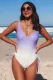 Purple Ombre Drawstring Ruched Sides Backless Monokini