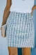Sky Blue High Waist Tweed Plaid Mini Skirt