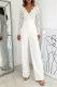 White Scalloped V Neck Long Sleeve Lace Bodice High Waist Jumpsuit