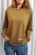 Brown Solid Color Crewneck Pullover Sweatshirt