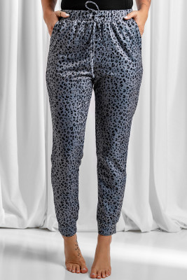 Gray Leopard Elastic Waist Casual Joggers LC77171-11