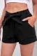 Black Elastic Waist Shorts with Pockets