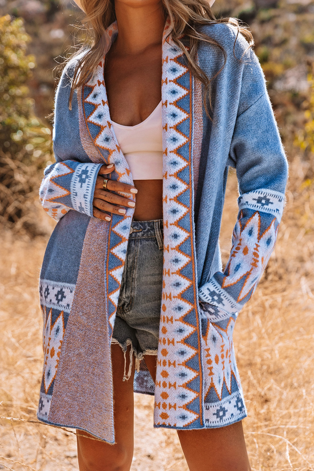Aztec Open Front Cardigan