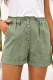 Army Green Cuffed High Waist Shorts