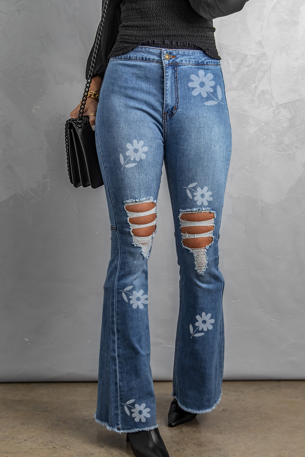 Starry Sky Printed Beaded flare jeans main image 1