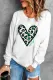 White Leopard Heart Pullover Sweatshirt