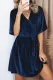 Blue V-neck Half Sleeve Velvet Mini Dress with Belt